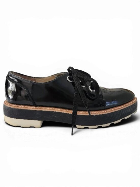 Zara Shoes - ZARA Black Patent Leather Platform Oxford Shoes EU 39
